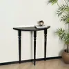 Mesa Consola de Madera Maciza Estilo Francés, Mesa de Exhibición Semicircular Simple para Sala de Estar y Entrada, Estante Estrecho Montado en la Pared, Minimalista Negro Estilo Europeo