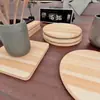 Directo de fábrica posavasos de madera maciza con letras de logo cuadrados redondos de corazón posavasos de madera tazas de madera para el hogar