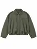 Nuevo Estilo Otoño Estilo Callejero Americano Chaqueta Verde Militar con Solapa para Mujer Estilo Perezoso Versátil Atractivo Superior Venta Directa de Fábrica Ahora