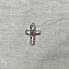 Pingente de cruz de simulação de cor de diamante em liga branca k, acessórios de joalheria caseiros faça você mesmo, material de colar