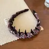 Diadema de Felpa con Corona Alta de Lunares para Otoño e Invierno Estilo Coreano Nueva Diadema Negra para Mujeres con Dientes Antideslizante para Lavarse la Cara