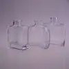 Botella Creativa Cuadrada para Aromaterapia, Botella Vacía de Vidrio Transparente para Difusor sin Llama, Difusor de Caña con Flores Secas, Difusor de Aroma con Botella de Recarga de Fragancia a Presión