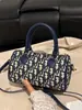 Bolsas de Mujer al por Mayor Transfronterizas, Bolsas Cilíndricas Impresas de Alta Calidad Estilo Retro Popular Nuevo, Bolsos Boston, Bolsos Cruzados de Hombro Único