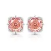 Transmisión en Vivo Pendientes de Gemas de Colores Más Vendidos, Diamante de Alto Carbono Corte Rosa Pétalo, Pendientes Chapados en Oro Padparadscha, Envío Directo de Una Pieza