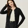 Cardigan de Tricô de Caxemira Novo Outono 2026 para Mulheres, Peça de Roupa de Manga Longa, Suéter de Tricô, Cor Sólida, Jaqueta Externa Fina