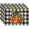 Amazon Halloween Acción de Gracias Mantel Individual Calabaza Hoja de Arce Mantel Individual Pavo Otoño Decoración de Mesa Aislamiento Térmico Mantel de Mesa