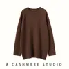 Suéter feminino de cashmere plus size de tricô solto, estilo coreano, emagrecimento para figuras ligeiramente cheias, casual e versátil, comprimento médio, simples e quente