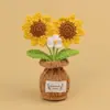 Plantas de Tulipán Hechas a Mano con Ganchillo Transfronterizas en Maceta, Adornos de Rosa, Jarrones de Flores Tejidos con Hilo, Flores Artificiales, Plantas en Maceta para Escritorio