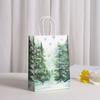 Sacola de compras de abóbora impressa, sacola de presente de floresta de Natal, sacola de embalagem para festa, bolsa de papel kraft, sacola de papel, atacado