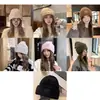 Gorro de Punto Suelto para Otoño e Invierno, Hilo Grueso Cálido, Adecuado para Cabezas y Caras Grandes, Gorro que Adelgaza el Rostro, Gorro Protector de Orejas para Mujer