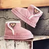 Chinelos de algodão infantis com salto para o inverno, sapatos de algodão para meninos e meninas, quentes, de pelúcia, espessados, antiderrapantes, impermeáveis, para uso doméstico