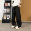 Pantalones casuales de verano estilo americano oblicuos para hombre, pantalones curvos de marca de verano de moda, pantalones largos de pierna ancha rectos holgados de seda helada de talla grande