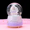 Bola de Cristal Desenho Animado Meninas Ornamento de Mesa Douyin Presente de Natal Caixa de Música Fofa Caixa de Música Floco de Neve Brilhante