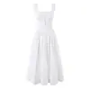 Vestido Longo Branco com Renda na Barra Estilo Europeu Primavera Feminino 2026 6843