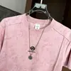 Camiseta Casual Bordada de Manga Media con Cuello Redondo Holgada para Hombre 2026 Nueva Tendencia Primavera y Verano Moda Masculina de Manga Corta