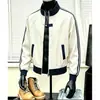 Chaqueta deportiva tipo patchwork estilo americano para hombre, otoño, peso pesado, marca de moda, prenda exterior versátil, chaqueta de béisbol a rayas cool de alta costura