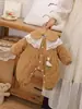 Enterizo acolchado de pato color caramelo para bebé en invierno, mameluco cálido con forro de polar, ropa de abrigo para recién nacido