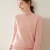 Cuello semi-alto manga raglán punto acanalado punto de cachemira capa base top mujer manga larga holgado moderno suéter cálido versátil