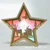 Fornecimento Decoração de Casa Artesanato Presente Forma de Pentagrama Moldura de Luz Ornamento Madeira Feriado de Natal Luz LED