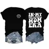 Camiseta casual de manga corta con estampado de doble cara, estilo europeo y americano, para mi etapa de mamá voleibolista, versátil, cuello redondo, holgada