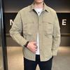 Chaqueta Abrigo Trench para Hombre, Corte Holgado, Estilo Coreano Tendencia Casual Juvenil, Cierre de Cremallera, Cuello Alto, Nueva Colección Primavera y Otoño 2025