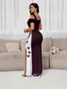 Moda Femenina Europea y Americana Estilo Transfronterizo 2026 Nuevo Vestido Largo Elegante con Estampado de Mariposas Hombros Descubiertos Abertura