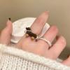 Anillo de Perla de Perro Salchicha Lindo para Niñas Otoño e Invierno Lujo Ligero Anillo para el Dedo Diseño de Nicho Joyería para Estudiantes Accesorios de Año Nuevo