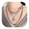 Collar de Cadena Cubana en Capas Transfronterizo Cadena Gruesa Cierre OT Personalizado Estilo Hip-Hop Punk Joyería para Mujer