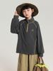 Pudding Haru Blusa de Outono para Meninas Gola Alta Meio Zíper Bordada T-Shirt 2025 Nova Moletom Estilo Esportivo para Crianças