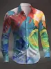 Moda Masculina Transfronteiriça Europeia e Americana Tamanho Plus Camisa com Estampa Digital Amazon Camisa Casual Transfronteiriça Masculina