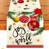 Nuevo camino de mesa navideño de Amazon transfronterizo con decoración de copo de nieve, mantel de lino duradero y resistente, suministro exclusivo