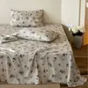 Sábana de una pieza de gasa de doble capa 100% algodón estilo coreano ins, algodón puro, fresca y simple, ropa de cama para dormitorio individual/doble 120*230