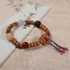 Pulseira de Contas de Madeira de Pessegueiro Antiga DIY Cabacinha Atrai-Fortuna Pulseira de Madeira Vintage para Homens e Mulheres Contas de Oração