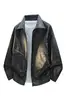 Atacado transfronteiriço de jaquetas masculinas de couro novas, jaquetas de tamanho grande com toque de camurça e gola alta, peças de outer wear masculinas da moda de corte solto