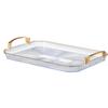 Estilo de lujo ligero plato de frutas con borde dorado transparente plato de almacenamiento de artículos diversos de escritorio de plástico PET plato para condimentos de verduras de cocina