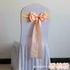 Banquete de boda sin arco transfronterizo flor de respaldo de silla de satén cinta decoración de respaldo de silla funda de silla elástica