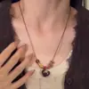 [Buscando Luz] Collar con Colgante de Corazón Doble Capa Estilo Étnico Cadena para Clavícula de Madera con Cuentas Maillard para Mujer Otoño e Invierno