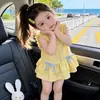 Vestido Chaleco Estilo Coreano Súper Lindo para Niña Pequeña, Nueva Moda de Verano para Niños, Vestido de Princesa Elegante y Dulce