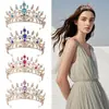 Tiara de noiva estilo europeu com strass, acessório para vestido de noiva, coroa de cabelo para festa de aniversário e cerimônia de maioridade