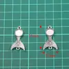 Plata Antigua Diámetro Interior 8mm Accesorios para Joyería DIY Base de Piedra de Tiempo Colgante Doble Base de Pez Conector Colgante Minimalista