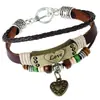 Punk Europeu e Americano Feito à Mão com Contas Couro Joias Liga de Metal Casal Amor Pulseira de Couro Genuíno Acessórios E-commerce Transfronteiriço Fonte de Suprimentos