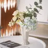 Vaso de cerâmica cor creme para sala de estar, hall de entrada, decoração de mesa, pequeno vaso estilo ins para arranjo de flores, recipiente hidropônico para flores
