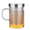 Taza de Té de Flores de Vidrio Engrosado con Tapa Taza de Separación para Beber Té Oficina Filtro Taza de Vidrio de Tres Piezas