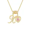 Colar TK Cruzamento Amor de Menina Coração 26 Letras Série DIY Banhado a Ouro Real Zircônia Levemente Luxuosa Pingente Presente