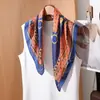 Elegante Bufanda Cuadrada de Imitación Seda con Estampado de Cadena Chal Versátil Bufanda de Cuello de Gama Alta Pañuelo para la Cabeza Bufanda de Seda Bufanda para Mujer