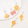 Resina chica hermosa guerrera amor arco estrella luna palo llavero colgante DIY hecho a mano cuentas colgante accesorios
