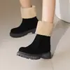Botines botas Amazon de comercio exterior caña corta nuevas talla grande botas de nieve botas de mujer europeas y americanas con vuelta botas de algodón tacón grueso