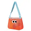 Bolsa de malla personalizada para juguetes de playa infantiles con patrón de ojos de caricatura, impermeable, multifuncional, bandolera ajustable
