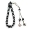 Venta Cruzada Más Vendida Piedra Biliar Negra 8mm 33 Cuentas Hilo de Cuentas de Oración Cuentas de Alabanza Árabes Tasbih
