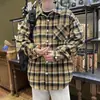 Camisa de manga larga para hombre, de invierno, moderna, estilo americano, ropa de trabajo, chaqueta de camisa a cuadros extragrande, ropa negra para hombre